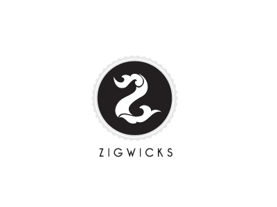 Zigwicks Logo V2 black illustration logo retro scallop seal swirls vector vintage