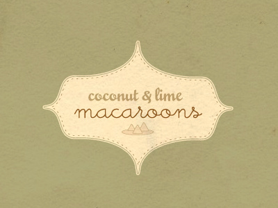 Coconut & Lime Macaroons hand drawn illustration label retro script seal typography vintage