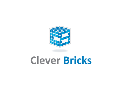 Clever Bricks V3 3d block blue bricks cube logo rubiks shapes square white