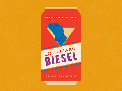 Lot Lizard Diesel Beer beer illustration jokes lizard podcast texture