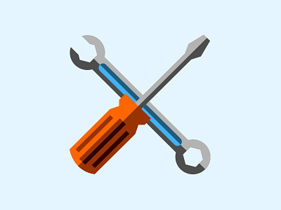 flat utility blue flat icon orange screwdriver settings tool tools utility wrench