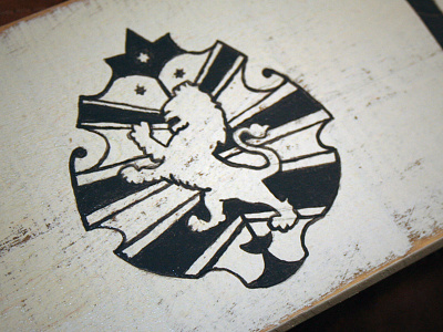 Sign Crest coat of arms leaf lion paint shield