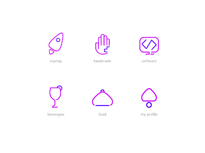 Icons Set beverages design food handmade icon iconographic icons set my profile software startup ui vector