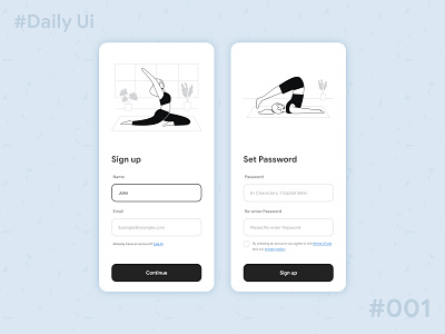 Daily UI #001 | Sign up Page btn challenge cta daily ui dailyui dailyuichallenge illustration login minimal sign in sign up sign up form signup yoga yogi