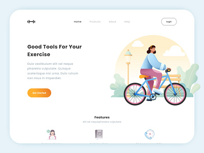 Exercise Tools Landing Page bike blue btn cta features get started login orange tool tools