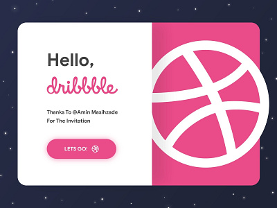 Hello dribbble! ball dribble hello hellodribble letsgo pink sky star