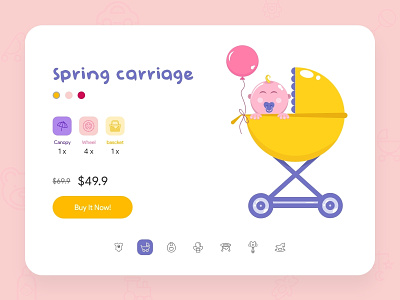 Product Page Concept babies baby baby shower babypink button buy carriage carrier color colorful cta button design hellodribbble pattern product ui web