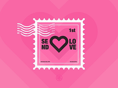 Send Love design hearts illustrator love pink stamp texture thick lines valentines vector