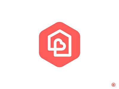Home Is Where The Heart Is branding home house logo logo design love red simplistic thick lines white lines
