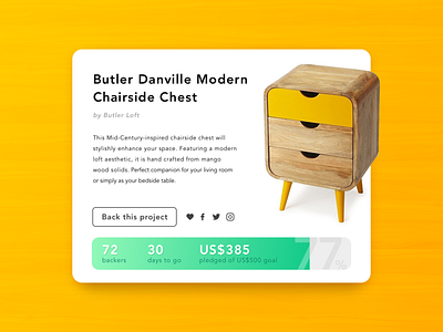 Daily UI - 032 Crowdfunding Campaign backers campaign crowdfund crowdfunding crowdfunding campaign dailyui dailyui 032 design fund fundraise furniture graphic simple ui yellow