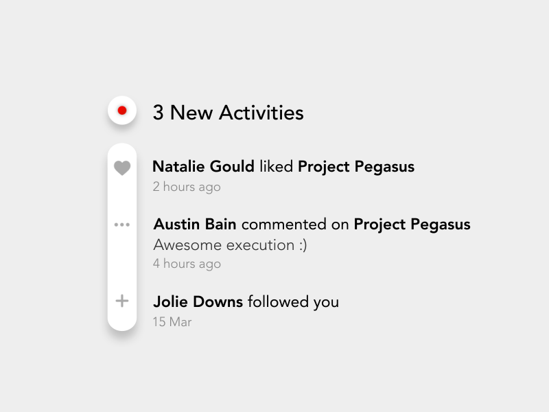 Daily UI - 047 Activity Feed 47 activity activity feed animation dailyui dailyui 047 design feed graphic motion notice notification simple ui