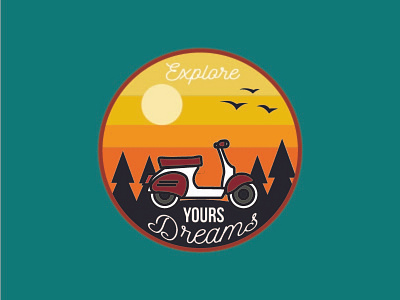 Scoter badge branding design dreams earth hexagon icon illustration logo motorcycle texture vector