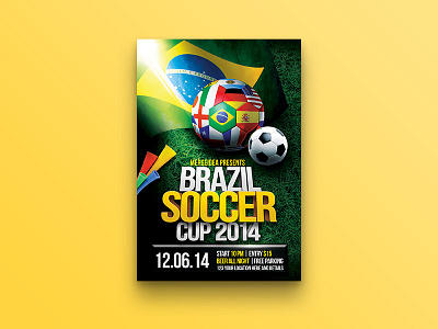 Brazil Soccer World Cup Flyer ball brazil champions league football goal league soccer sports stadium tournament vuvuzela world cup