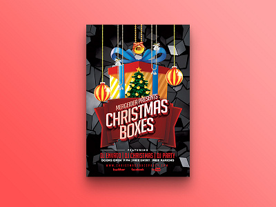 Christmas Boxes Party Flyer boxes celebration christmas christmas decoration christmas eve christmas tree flyer template gifts box invitation santa vintage xmas