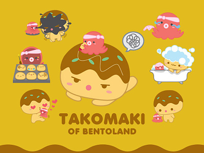 TAKOMAKI of BentoLand bentoland cartoon character drawing food illustration japanese line creator sticker takomaki takoyaki vector