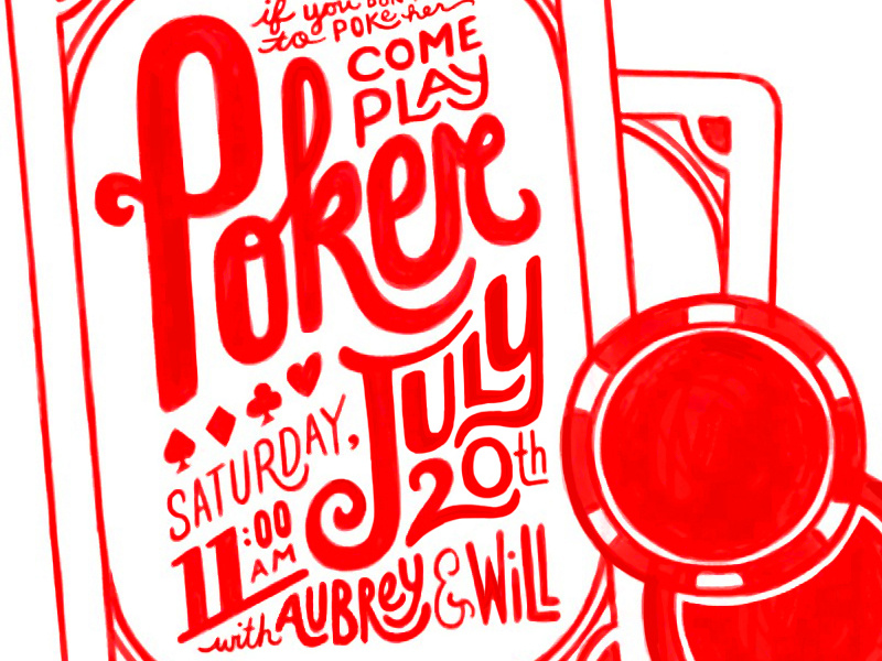 Poker! wacom hand drawn invitation clubs hearts poker spades