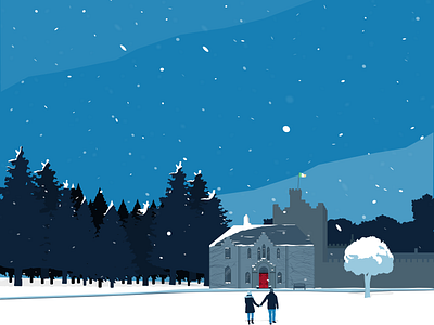 A Walk in the Snow design flatdesign illustraion illustrator ireland red door simple sky snow vector