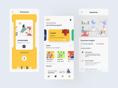 Ogo - Learning Language UI Design app application design figma interface languge mobile app design mobile ui ui uiux ux