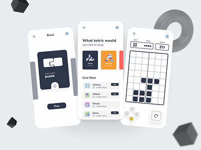 Tetris Game UI Design app application design figma game interface mobile app design mobile ui ui uiux ux