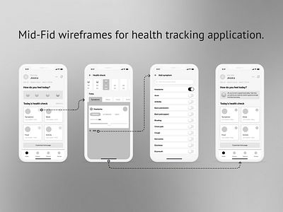 Health Tracking App Wireframes design ui uidesign ux ux ui