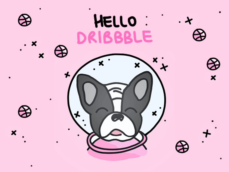 Hello Dribbble! This is my first shot <3 cute dog frenchie galaxy illustration ivo space sticker