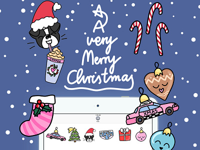 Xmas time! iOS Stickers for Yeah Bunny drawing emoji imessage ivo pink stickers stickerspack xmas yeahbunny