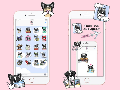 iOS Stickers for Yeah Bunny dog doglover drawing frenchie illustration iphone ivo message stickers stickserpack travel yeahbunny