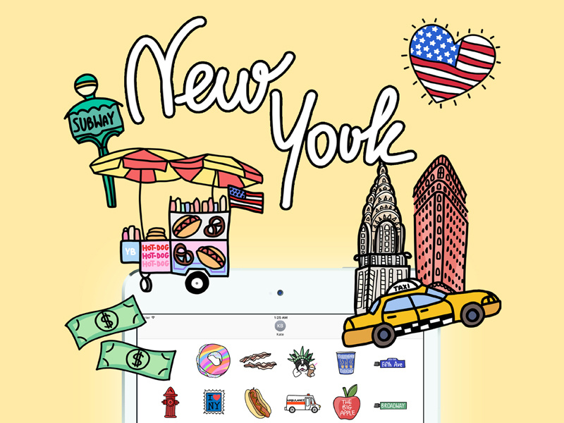 New York iOS Stickers for Yeah Bunny newyork appstore nyc yeahbunny ivo message travel iphone stickers drawing illustration