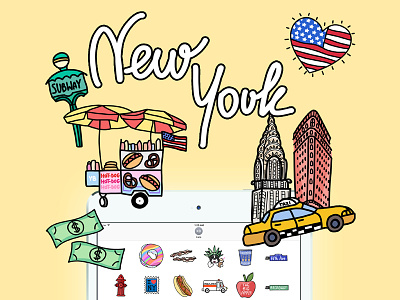 New York iOS Stickers for Yeah Bunny appstore drawing illustration iphone ivo message newyork nyc stickers travel yeahbunny
