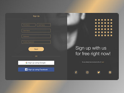 UI Sing Up design ui ux web website