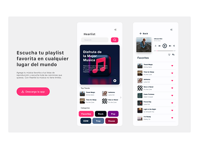 Hearlist (Favorites List) app design favorites music musicapp ui ux