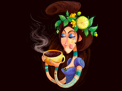 Tea girl character characterdesign cup design digital girl illustration photoshop tea