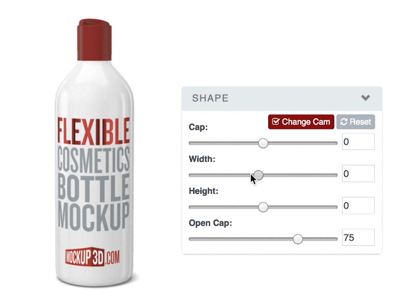 Flexible Bottle Mockup 3d app bottle cosmetics demo design tool flexible interface mockup ui