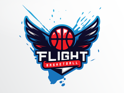 Flight Basketball ball basketball blue branding design esport feather flight fly geathers illustration logo logo design plane red sport sports team wing wings