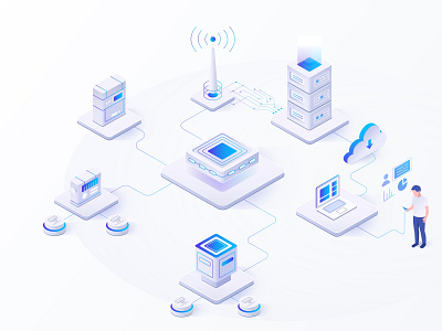 Technology Isometric Clean Data Illustration art clean cloud connection controller data graphics illustration isometric isometric art isometric design isometric illustration network perspective server technology vector wifi