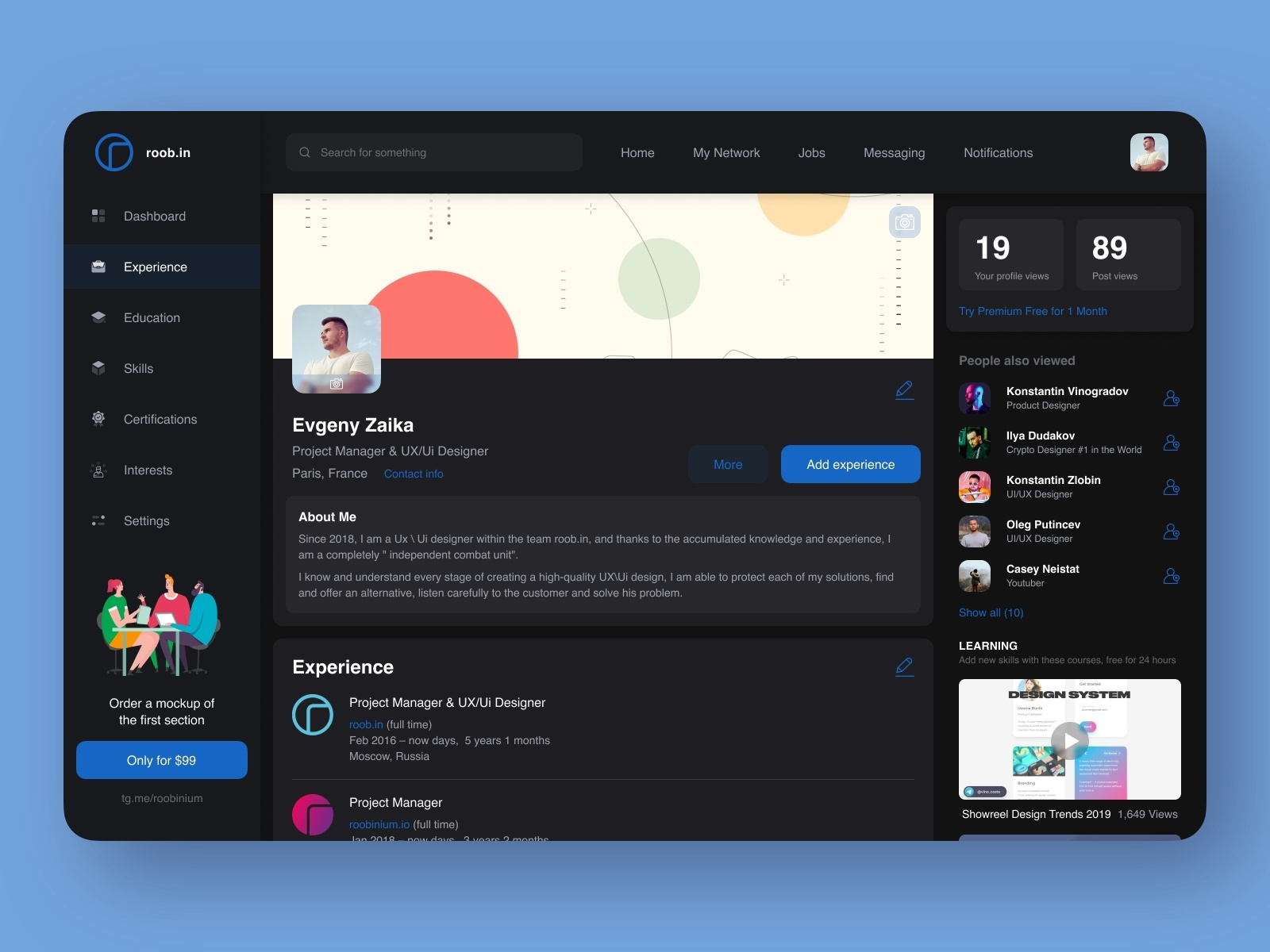 social network dashboard concept desktop dark minimal by vino_costa for ...