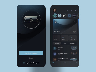 Staking Wallet App Redesign app application cards coins credit card crypto crypto design cryptocurrency dark dark mode dark theme finance finance app fintech home screen neumorphism user interface wallet wallet app welcome screen