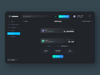 DeFi Dashboard Adding Pool Form blockchain coin coins crypto crypto design cryptocurrency dashboard defi farming form governance invest migrate pool pools search sidebar staking swap transaction