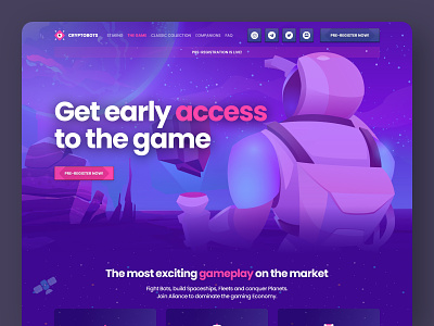 cryptobots nft collection website hero section hero illustration landing page nft nft collection ui