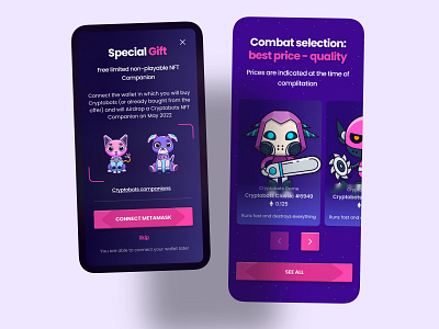 nft collection mobile project bots character collection crypto crypto design cryptocurrency illustration interface mobile nft nft characters nft landing page pop up web