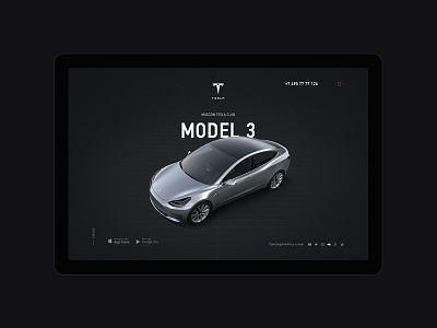 Tesla Moscow Club battery clean club dark electric car grey minimal model 3 tesla ui ux web