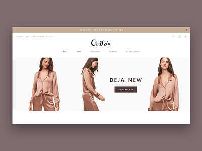 Aritzia Site Re-Design branding e-commerce shop typography ui web design