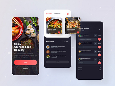 Food Delivery App Concept app checkout dark delivery figma food list mobile noodles product ui