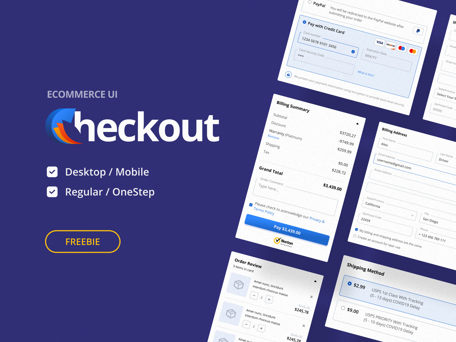 Freebie Checkout UI Kit by Viachas Kul on Dribbble