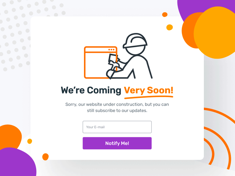 Website under construction 404 page animation character design eror micro animation motion orange simple under construction vector worker