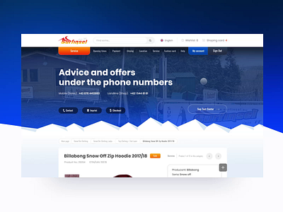 Surfsale Product Page animation blue ecommerce orange product page snow