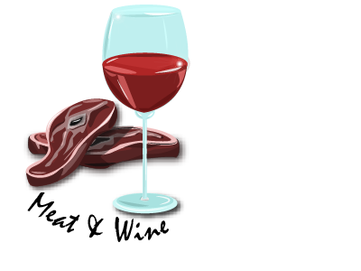 Meat&Wine art graphic illustration logo meat wine