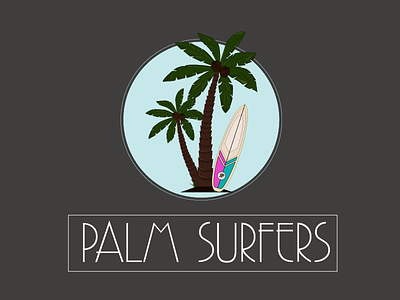 palm surfers art graphic illustration logo palm surf