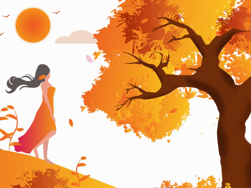 Autumn autumn girl illustration tree