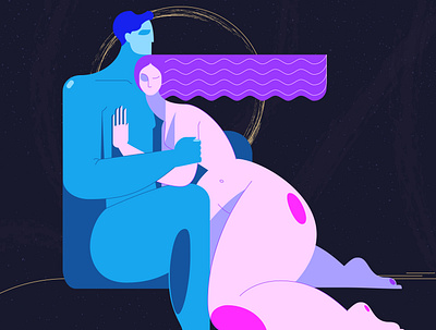 Embrace blue design girl hug illustration love pink vector woman